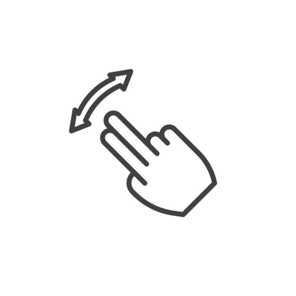 Zwei Finger Scrollen Geste Zeilensymbol Lineares Stilschild Für Mobiles Konzept — Stockvektor