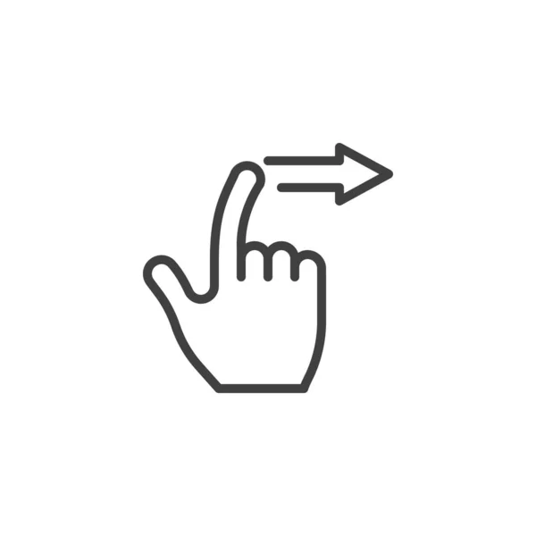 擦拭左向右的手势线图标 移动概念和网页设计的线性风格标志 向右滑动姿态轮廓矢量图标 标识插图 矢量图形 — 图库矢量图片