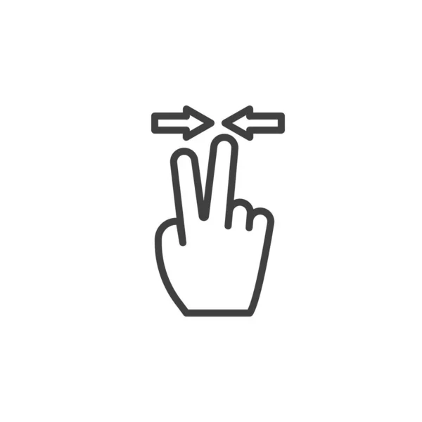 放大手势线图标 移动概念和网页设计的线性风格标志 两个手指缩放手势轮廓矢量图标 标识插图 矢量图形 — 图库矢量图片