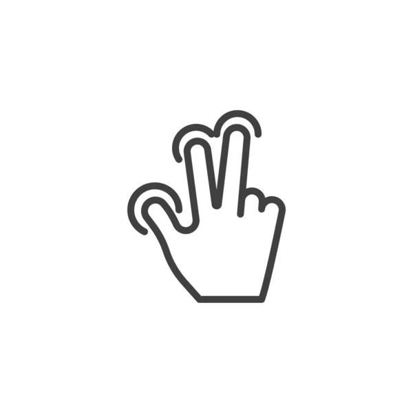 Три Пальца Щиплет Значок Линии Жеста Знак Стиля Мобильной Концепции — стоковый вектор