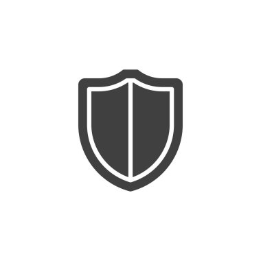 Güvenlik kalkanı vektör simgesi. Mobil konsept ve web tasarımı için düz tabela. Koruma kalkanı sembolü. Sembol, logo çizimi. Vektör grafikleri