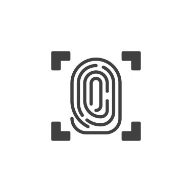 Biyometrik tanımlama vektör simgesi. Mobil konsept ve web tasarımı için düz tabela. Parmak izi doğrulama kabartma simgesi. Sembol, logo çizimi. Vektör grafikleri