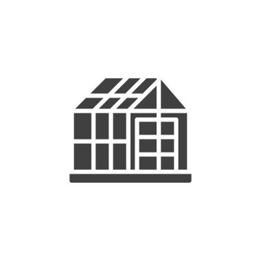 Sera vektör simgesi. Mobil konsept ve web tasarımı için düz tabela. Cam sera sembolü simgesi. Sembol, logo çizimi. Vektör grafikleri