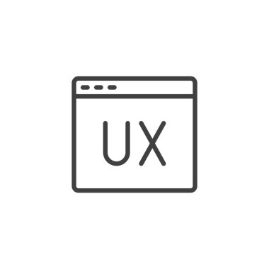 Kullanıcı Deneyimi satırı simgesi. Mobil konsept ve web tasarımı için doğrusal biçim işareti. UX Web tasarım ana hatları vektör simgesi. Sembol, logo çizimi. Vektör grafikleri