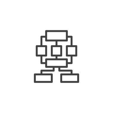 Kullanıcı akış çizgisi simgesi. Mobil konsept ve web tasarımı için UI UX akış çizelgesi doğrusal işareti. Bilgi mimarisi ana hatları vektör simgesi. Sembol, logo çizimi. Vektör grafikleri