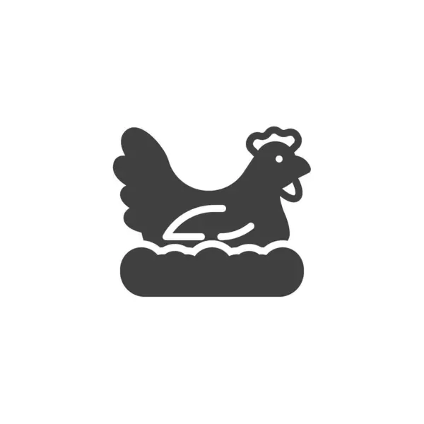 家禽農業ベクトルアイコン モバイルコンセプトとWebデザインのための満たされたフラットサイン ネストグリフのアイコンにチキン シンボル ロゴイラスト ベクトルグラフィックス — ストックベクタ