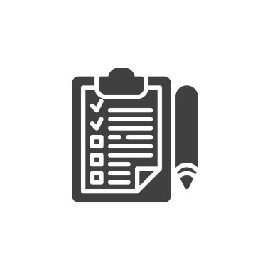 İş gereksinimleri vektör simgesini belgeliyor. Mobil konsept ve web tasarımı için düz tabela. Kontrol listesi ve kalem simgesi simgesi. Sembol, logo çizimi. Vektör grafikleri