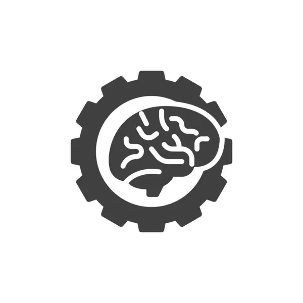 Cogwheel Con Icono Vector Cerebral Signo Plano Lleno Para Concepto — Vector de stock
