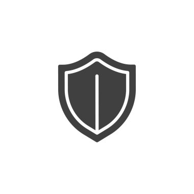 Koruma kalkanı vektör simgesi. Mobil konsept ve web tasarımı için düz tabela. Güvenlik Kalkanı simgesi. Güvenlik, Sigorta Sembolü, logo çizimi. Vektör grafikleri