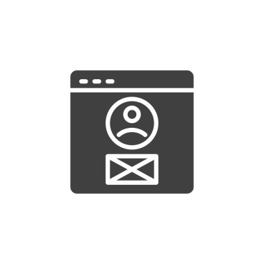 Kullanıcı kişiliği vektör simgesi. Seyyar konsept ve web tasarımı için düz tabela doldurulmuş giriş sayfası. Kişisel web sitesi simgesi. Sembol, logo çizimi. Vektör grafikleri