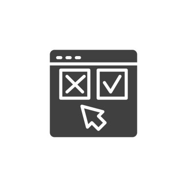 Kullanıcı geribildirim vektör simgesi. Çevrimiçi anket, mobil konsept ve web tasarımı için düz tabela doldurdu. Kullanıcı Testi simgesi. Sembol, logo çizimi. Vektör grafikleri