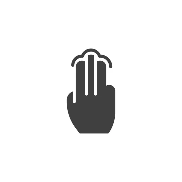 Three Finger Touch Gesture Vector Icon Filled Flat Sign Mobile — Stock Vector