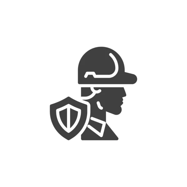 戴安全帽和护盾向量图标的人填写了移动概念和网页设计的平面标志 安全管理图标 标识插图 矢量图形 — 图库矢量图片