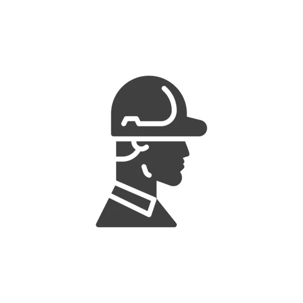 Человек Векторным Значком Шлема Безопасности Заполненный Плоский Знак Мобильной Концепции — стоковый вектор