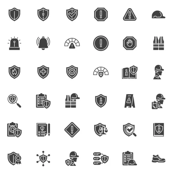 Ensemble Icônes Vectorielles Liées Sécurité Collection Symboles Solides Modernes Paquet — Image vectorielle