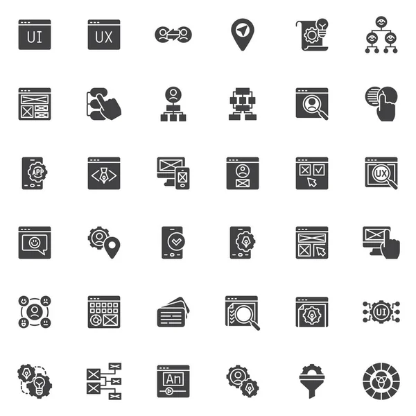 Набор Векторных Значков Пользовательского Интерфейса Современная Коллекция Сплошных Символов Набор — стоковый вектор