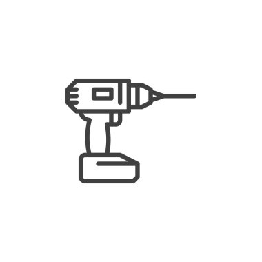 Kablosuz sondaj hattı simgesi. Mobil konsept ve web tasarımı için doğrusal biçim işareti. Tornavida, matkap ana hatlı vektör simgesi. Sembol, logo çizimi. Vektör grafikleri