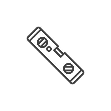 Kabarcık düzeyinde araç çizgisi simgesi. Mobil konsept ve web tasarımı için doğrusal biçim işareti. Ölçüm seviyesi aracı ana hatları vektör simgesi. Sembol, logo çizimi. Vektör grafikleri