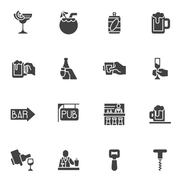 Getränke Vektor Icons Set Moderne Solide Symbolsammlung Gefüllte Piktogrammpackung Schilder — Stockvektor