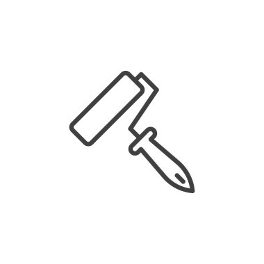 Paten çizgisi simgesini boya. Mobil konsept ve web tasarımı için doğrusal biçim işareti. Boya silindiri çizgisi vektör simgesi. Sembol, logo çizimi. Vektör grafikleri