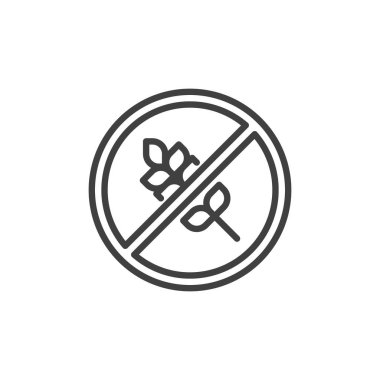Glüten serbest çizgi ikonu. Mobil konsept ve web tasarımı için doğrusal biçim işareti. Glutensiz gıda ana hatları vektör simgesi. Sembol, logo çizimi. Vektör grafikleri