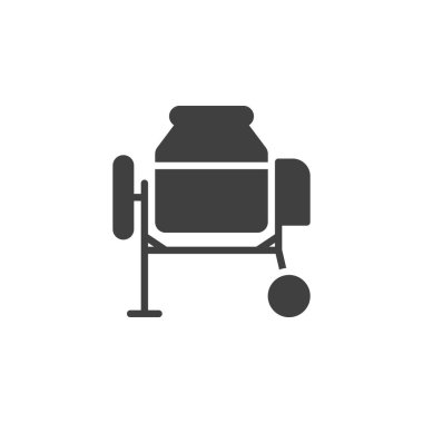 Taşınabilir beton karıştırıcı vektör simgesi. Mobil konsept ve web tasarımı için düz tabela. Çimento karıştırıcı simgesi. Sembol, logo çizimi. Vektör grafikleri