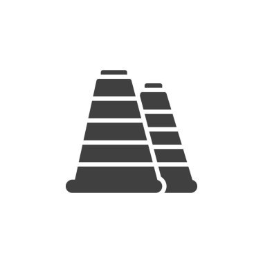 Yapım koni vektör simgesi. Mobil konsept ve web tasarımı için düz tabela. Trafik Konileri sembol simgesi. Sembol, logo çizimi. Vektör grafikleri