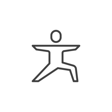 Meditasyon ve yoga çizgisi ikonu. Mobil konsept ve web tasarımı için doğrusal biçim işareti. Yoga alıştırması vektör ikonu. Sembol, logo çizimi. Vektör grafikleri
