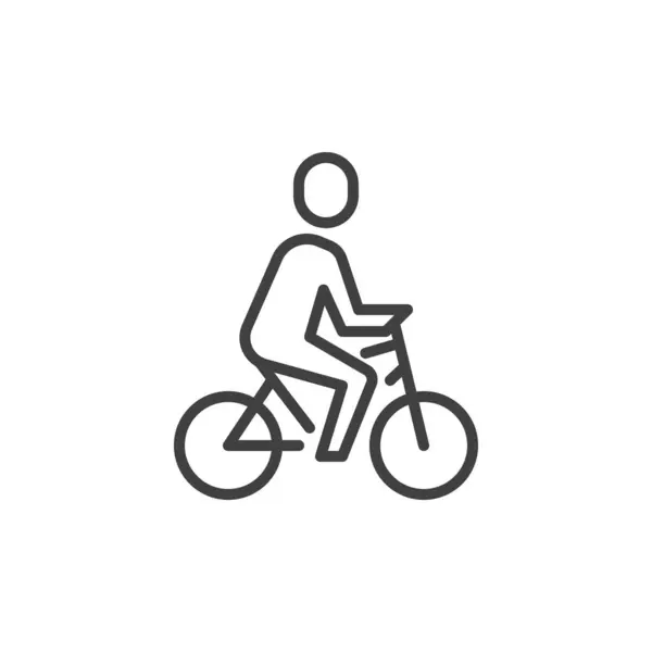 Cycling Sport Line Icon Man Riding Bicycle Linear Style Sign — Stock Vector