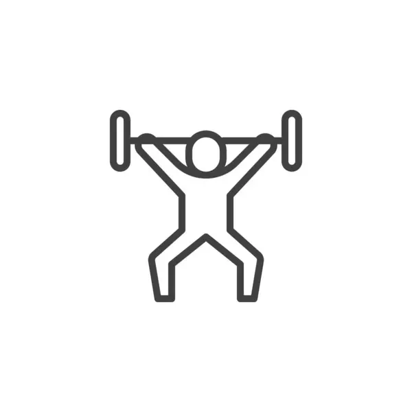 Sportliche Linie Gewichtheben Mann Mit Langhantel Linearen Stil Zeichen Für — Stockvektor