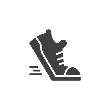 Ayakkabı vektör simgesi çalıştırılıyor. Mobil konsept ve web tasarımı için düz tabela. Spor ayakkabısı simgesi çalıştırılıyor. Sembol, logo çizimi. Vektör grafikleri