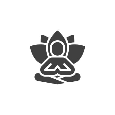 Refah geri çekilme vektör simgesi. Mobil konsept ve web tasarımı için düz tabela. Yoga nilüfer kabartma sembolü. Meditasyon yoga sembolü, logo çizimi. Vektör grafikleri