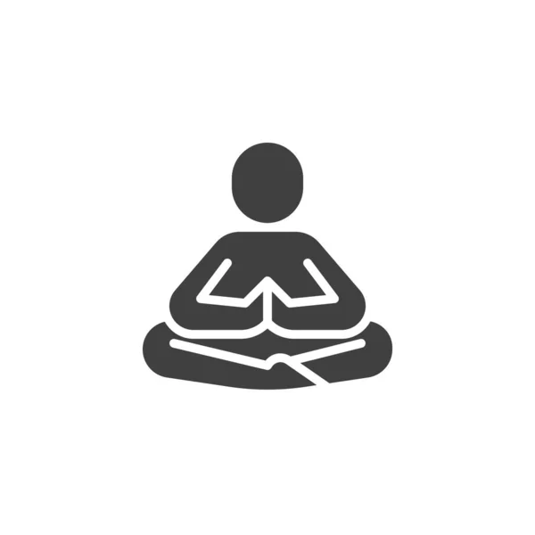 瑜伽冥想矢量图标 填写了移动概念和网页设计的平面标志 冥想练习象形文字 瑜伽符号 标志插图 矢量图形 — 图库矢量图片