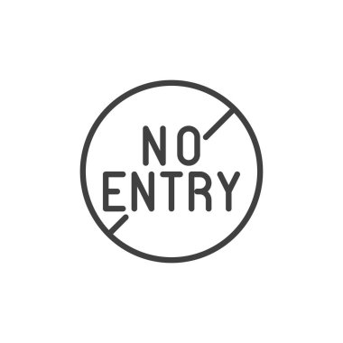 Giriş işareti simgesi yok. Mobil konsept ve web tasarımı için doğrusal biçim işareti. Giriş yok, yasaklı dış hat vektör simgesi. Sembol, logo çizimi. Vektör grafikleri