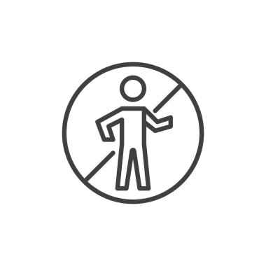İzinsiz giriş işareti simgesi yok. Mobil konsept ve web tasarımı için doğrusal biçim işareti. İzinsiz girmeyin, yasaklı dış hat vektör ikonu. Sembol, logo çizimi. Vektör grafikleri