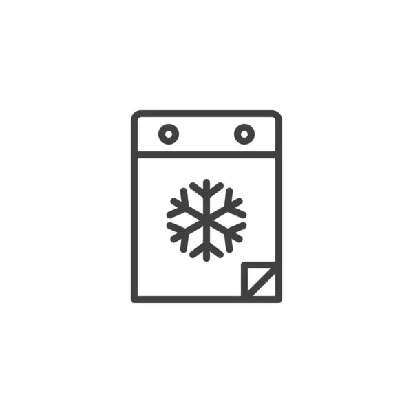 冬季日历线图标 移动概念和网页设计的线性风格标志 带有雪花轮廓矢量图标的日历 标识插图 矢量图形 — 图库矢量图片