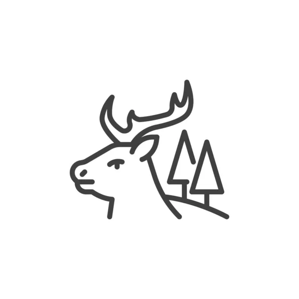 Icône Ligne Forest Deer Signe Style Linéaire Pour Concept Mobile — Image vectorielle