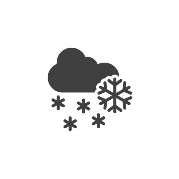 Śnieżna Ikona Wektora Pogody Chmury Płatki Śniegu Wypełniły Płaski Znak — Wektor stockowy