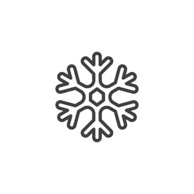 Kar tanesi çizgisi simgesi. Mobil konsept ve web tasarımı için doğrusal biçim işareti. Kar Tanesi ana hat vektör simgesi. Sembol dondur, logo illüstrasyonu. Vektör grafikleri