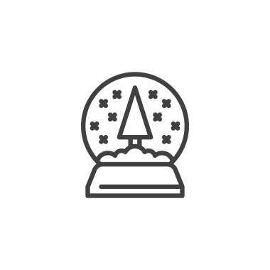 Kar Küresi çizgi ikonu. Mobil konsept ve web tasarımı için doğrusal biçim işareti. Ağaç çizgisi vektör ikonlu Noel kar küresi. Sembol, logo çizimi. Vektör grafikleri