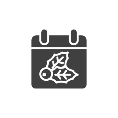 Yılbaşı takvim vektör simgesi. Mobil konsept ve web tasarımı için düz tabela. Noel dut sembollü takvim. Sembol, logo çizimi. Vektör grafikleri