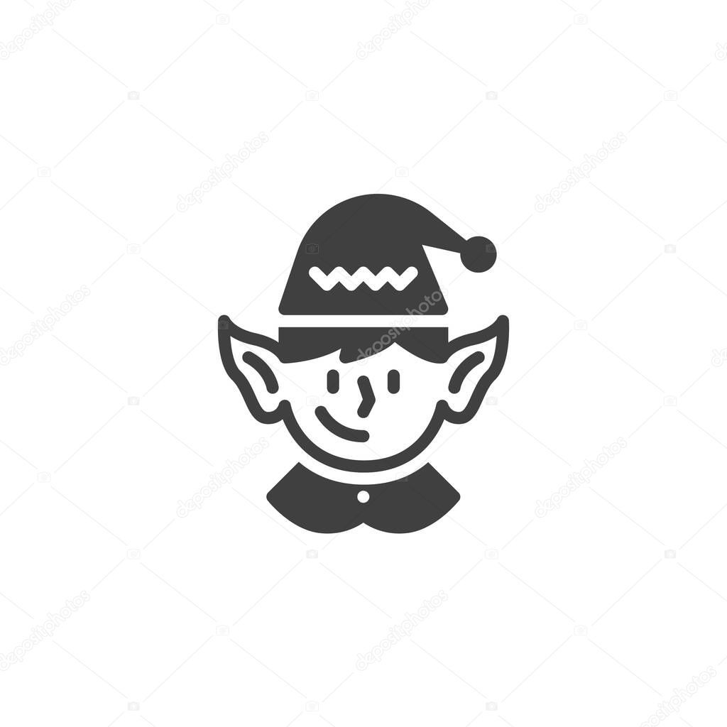 Elf face vector icon. filled flat sign for mobile concept and web design. Christmas Elf glyph icon. Symbol, logo illustration. Vector graphics