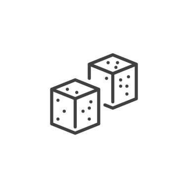 Küp şeker çizgisi simgesi. Mobil konsept ve web tasarımı için doğrusal biçim işareti. Şeker küpleri vektör simgesini çizer. Sembol, logo çizimi. Vektör grafikleri