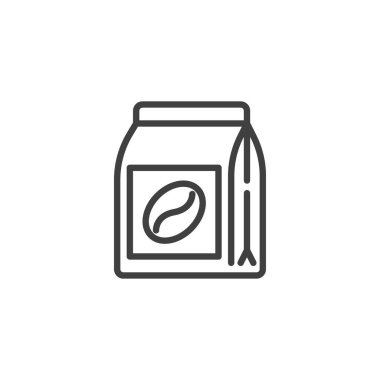 Kahve Fasulyesi Hattı ikonu. Mobil konsept ve web tasarımı için doğrusal biçim işareti. Kahve çekirdekleri vektör simgesini belirler. Sembol, logo çizimi. Vektör grafikleri