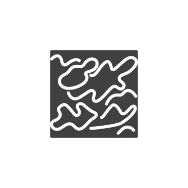 Kamuflaj dokusu vektör simgesi. Mobil konsept ve web tasarımı için düz tabela. Askeri kamuflaj sembolü bu. Sembol, logo çizimi. Vektör grafikleri