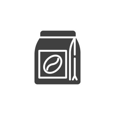 Kahve çekirdekleri vektör ikonu. Mobil konsept ve web tasarımı için düz tabela. Kahve Torbası sembol simgesi. Sembol, logo çizimi. Vektör grafikleri