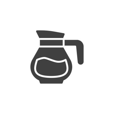 Kahve demliği vektör ikonu. Mobil konsept ve web tasarımı için düz tabela. Kahve Decanter sembolü. Sembol, logo çizimi. Vektör grafikleri