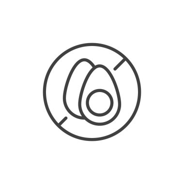 Egg free etiket simgesi. Mobil konsept ve web tasarımı için doğrusal biçim işareti. Yumurtasız rozet taslak vektör simgesi. Sembol, logo çizimi. Vektör grafikleri