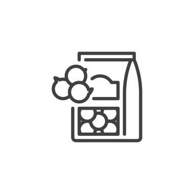 Quinoa Pack çizgi simgesi. Mobil konsept ve web tasarımı için doğrusal biçim işareti. Quinoa Paketleme ana hatlı vektör simgesi. Sembol, logo çizimi. Vektör grafikleri