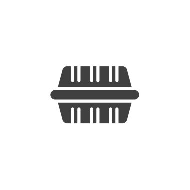 Beslenme kutusu vektör simgesi. Hamburger paketi mobil konsept ve web tasarımı için düz tabela doldurdu. Fast food kabı simgesi. Sembol, logo çizimi. Vektör grafikleri